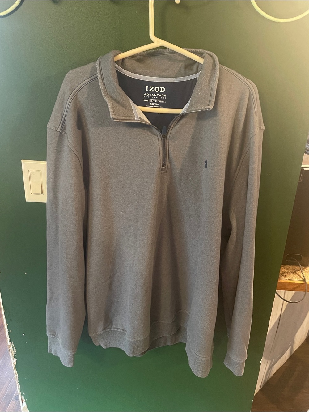 IZOD Men's Advantage Performance Gray Quarter-Zip Sweater Size 2XL